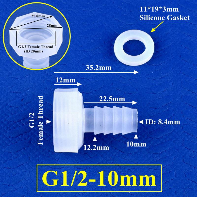 PP Direct Connector G1/2" 3/4" Female Thread To 4~25mm Barb Joint Micro Irrigation Garden Water Pagoda Hose Joint Aquarium Tank Fittings