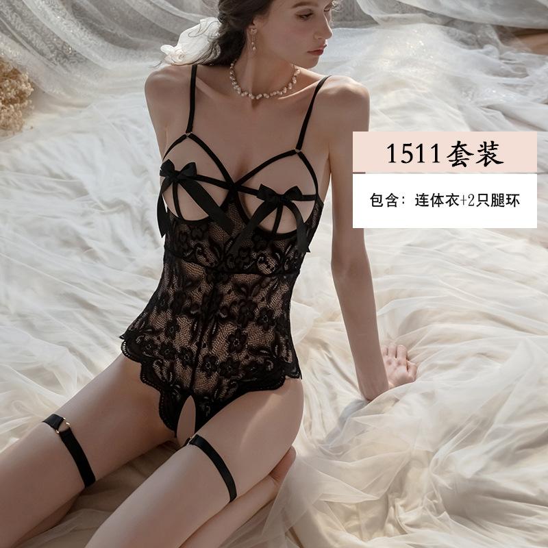 Yiyue erotic underwear sexy lace seduction suspender onesie women's pure desire uniform perspective pajamas 1111
