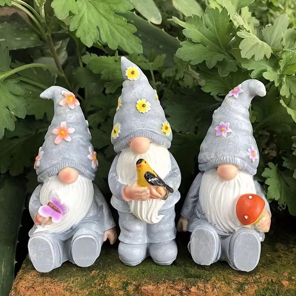 3-Piece Resin Faceless Elf Garden Series Craft Ornament Outdoor Garden Elf Dwarf Courtyard Ornament Decoration