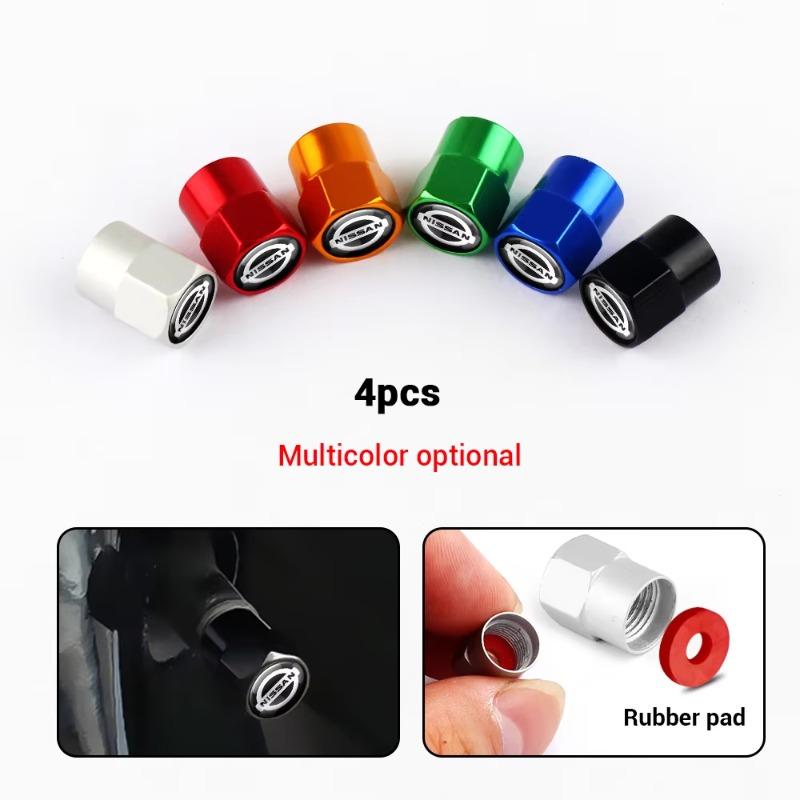 4Pcs Car Wheel Tire Valve Caps Stem Cover Badge Accessories For Nissan Micra Patrol Livina Note Qashqai Sunny Ariya Kicks Nismo