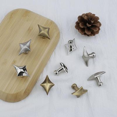 Four Point Star Cabinet Knobs Zinc Alloy Modern Minimalist Furniture Handles Gloss Silver Compact Star-Shaped Drawer Pulls