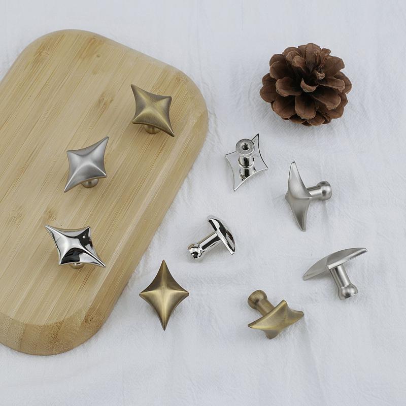 Vierkante Ster Kastknoppen Zinklegering Moderne Minimalistische Meubelgrepen Glanzend Zilver Compact Stervormige Ladeknop