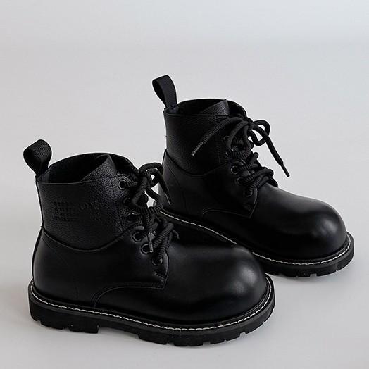 Fashion Retro Versatile Leather Boots Solid Color Lace-up Platform Martin Boots Autumn and Winter College Style Short Boots British Style Fashion B