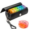 PU Leather 7-Day Pill Organizer Drug Container Week Mark 14-Grid Vitamin Storage Portable AM/PM Compartments Daily Pill Box