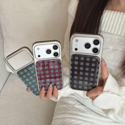 Retro Plaid Color Block Resin Phone Case for iPhone 17 Pro Max