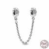 Stříbrný Křišťálový Pavé Bezpečnostní Řetízek Pevný Klip Pramen Přívěsek Vhodný pro Ženy Náramek Stříbrné Šperky Párty Narozeninový Dárek