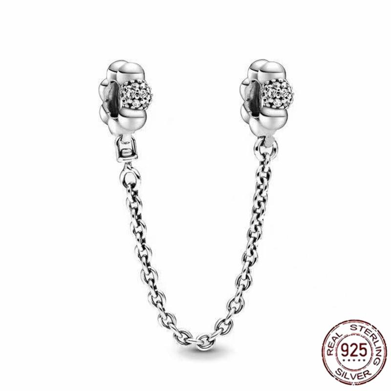 Stříbrný Křišťálový Pavé Bezpečnostní Řetízek Pevný Klip Pramen Přívěsek Vhodný pro Ženy Náramek Stříbrné Šperky Párty Narozeninový Dárek