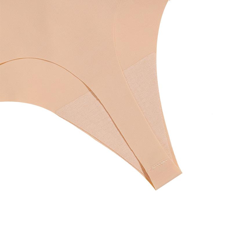 Large Size Seamless One-piece High-waisted Ice Silk T-pants Sports Quick-drying Breathable Sexy Random-cut Underwear