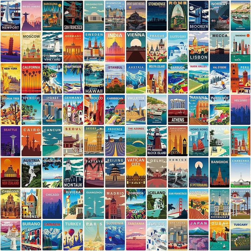 108Pcs Travel Around The World Scenery Series Stickers DIY Decal Travel To Paris Berlin Japan New York Switzerland Norway Venice