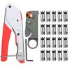 eSynic Coaxial Cable Stripper, 20pcs RG6/RG59 Compression F Connector Wire Crimping Pliers Tool, Coaxial Cable Wire Stripper