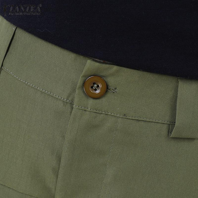 ZANZEA Women Casual Solid Color Loose Pleated Tapered Harem Pants