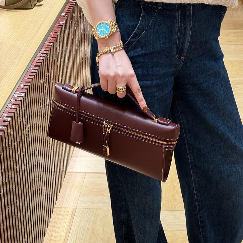2026 Lunch Box Bag Light Luxury High-end Cowhide Handbag Dinner Authentic Leather Single Shoulder Diagonal Women