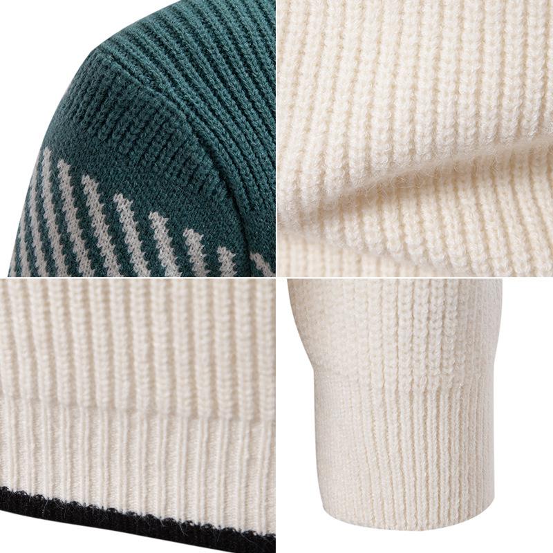 Men's Plus Size Color Block Half-High Collar Pullover Knitwear