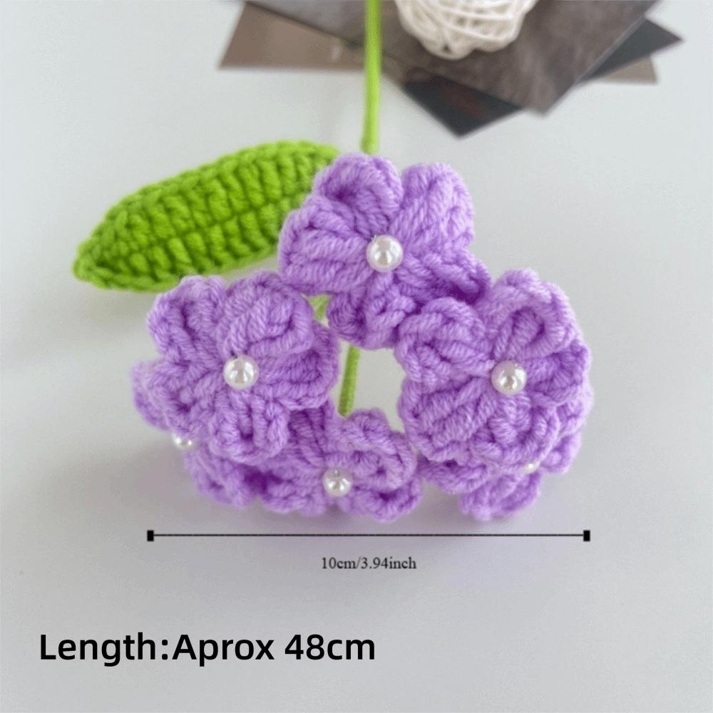 a Bundle of 6 Flowers Handmade Bouquet Artificial Knit Fake Flowers Home Decoration