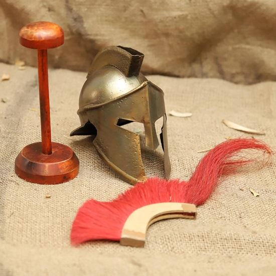 

15.24 cm Spartan 300 helmet small medieval tabletop bronze warrior helmet with stand replica greek