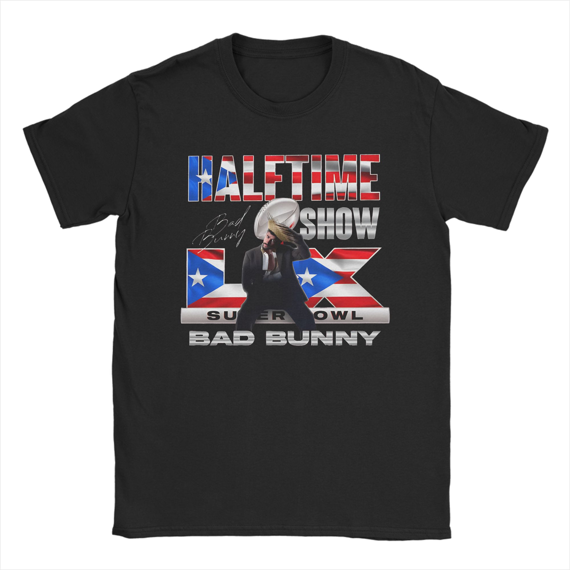 

Men s Bad Bunny Puerto Rican Flag Benito Bowl T Shirts Pure Cotton Tops Fashion Short Sleeve Round Neck Tees Graphic T-Shirt S разноцветный