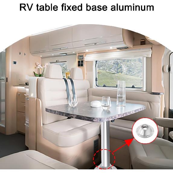 2PCS RV Table Base Mount, Aluminum Camper Pedestal Table Base Flange Leg Mount Flush, Table Floor Mounting Base Plate With 6 Mounting Holes Including