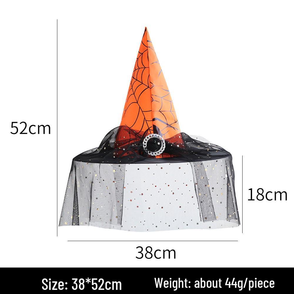 Halloween Witch Hat with Silver Buckle & Gauze - Kids & Adults Costume Accessory