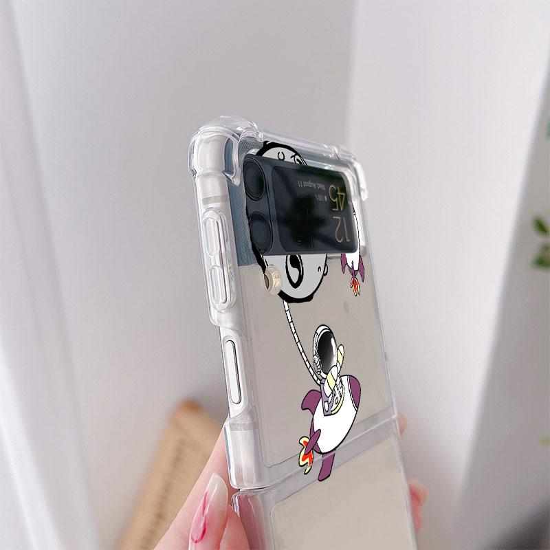 Astronauta przestrzeń księżyc przezroczyste etui Funda do Samsung Galaxy Z Flip 4 Z Flip 3 5g odporny na wstrząsy do Samsung Zflip 4 3 obudowa