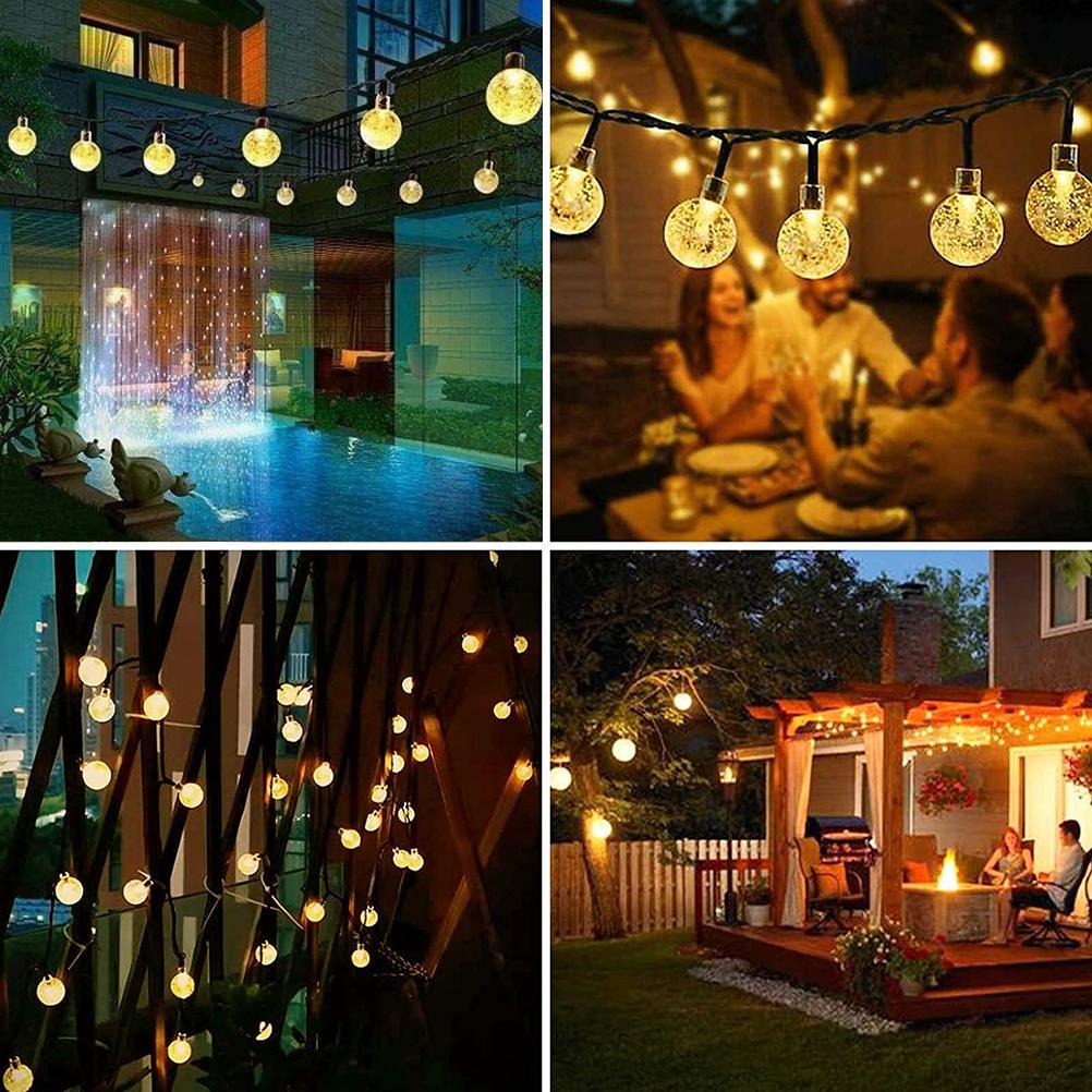 2 Pcs 50 LED 32FT Crystal Globe Solar String Lights Outdoor Waterproof Solar Lights with 8 Lighting