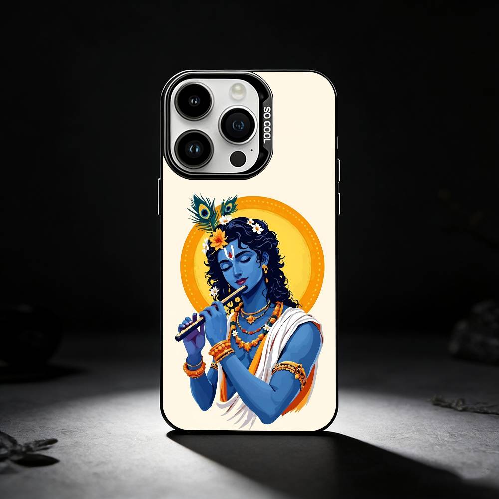 Indian God Lord Krishna Phone Case For iPhone 17,16,15,14,13,12,11 Plus,Pro Max,XS,Colored silver phone case iPhone14ProMax
