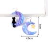 2025 Cute Glitter Moon Black Cat Big Acrylic Earrings for Women Trendy Asymmetric Star Drop Earring Party Jewelry Creative Gift