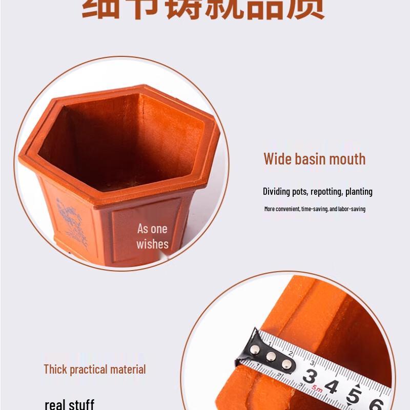 Hexagonal Zisha Ceramic Flower Pot