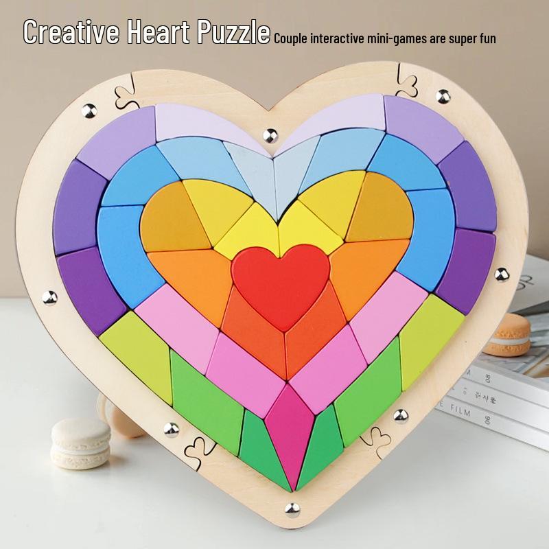 Holz-Liebespuzzle Lernspielzeug, Handgefertigtes Geschenk für Studenten, Jungen, Mädchen, Valentinstag oder Geburtstag.