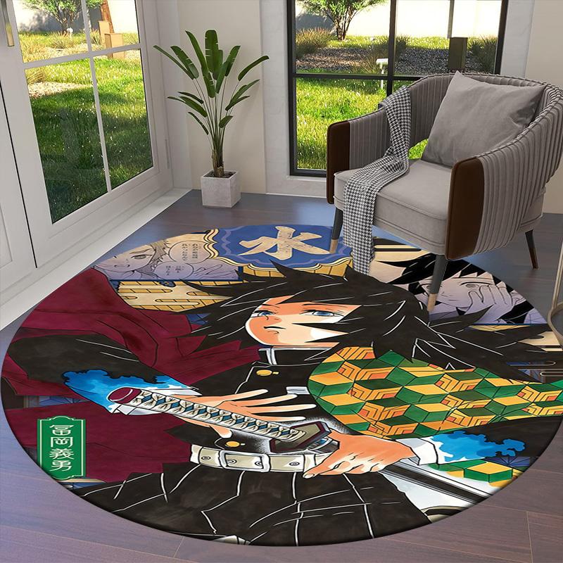 Tappeto Rotondo Demon Slayer Tappeto Tappeto Per Soggiorno Camera Da Letto Divano Sala Giochi Decorazione Tappetino Antiscivolo