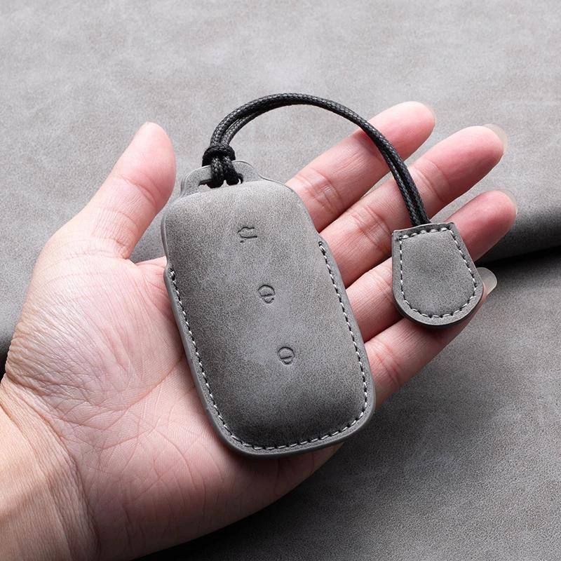 Leather Car Remote Key Case Cover for Geely Galaxy L7 2023 L6 MAX 1.5T Plus AIR PRO Suede Car Key Fob Shell Keychain