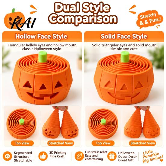 Portable Anxiety Relief Toy Halloween Pumpkin Stress Toy, Retractable Spiral Fidget Sensory for Cute Grimace Model Kids Adults, 3D Printed Desktop