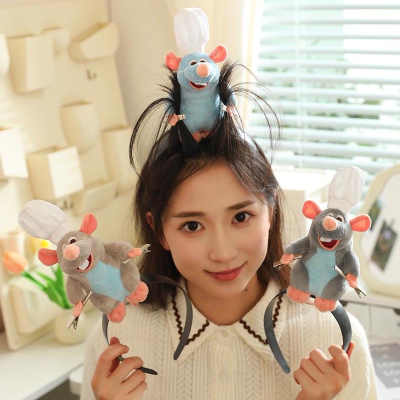 Ratatouille Mouse Plush Toy Headband Adorable Hair Accessory Stuffed Gift Doll