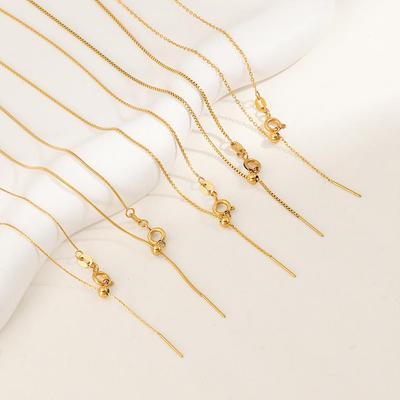 18K Goldbeschichtete Titanstahl Halskette für Damen: Perle, Schlicht, Anhänger, Basteln, Nadel, Universal, Runde Schlangenkette, Blanko-Ketten