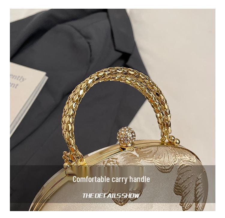 2025 New Heart-Shaped Embroidered Chain Evening Bag - Mini Crossbody & Versatile Cheongsam Handbag for Women