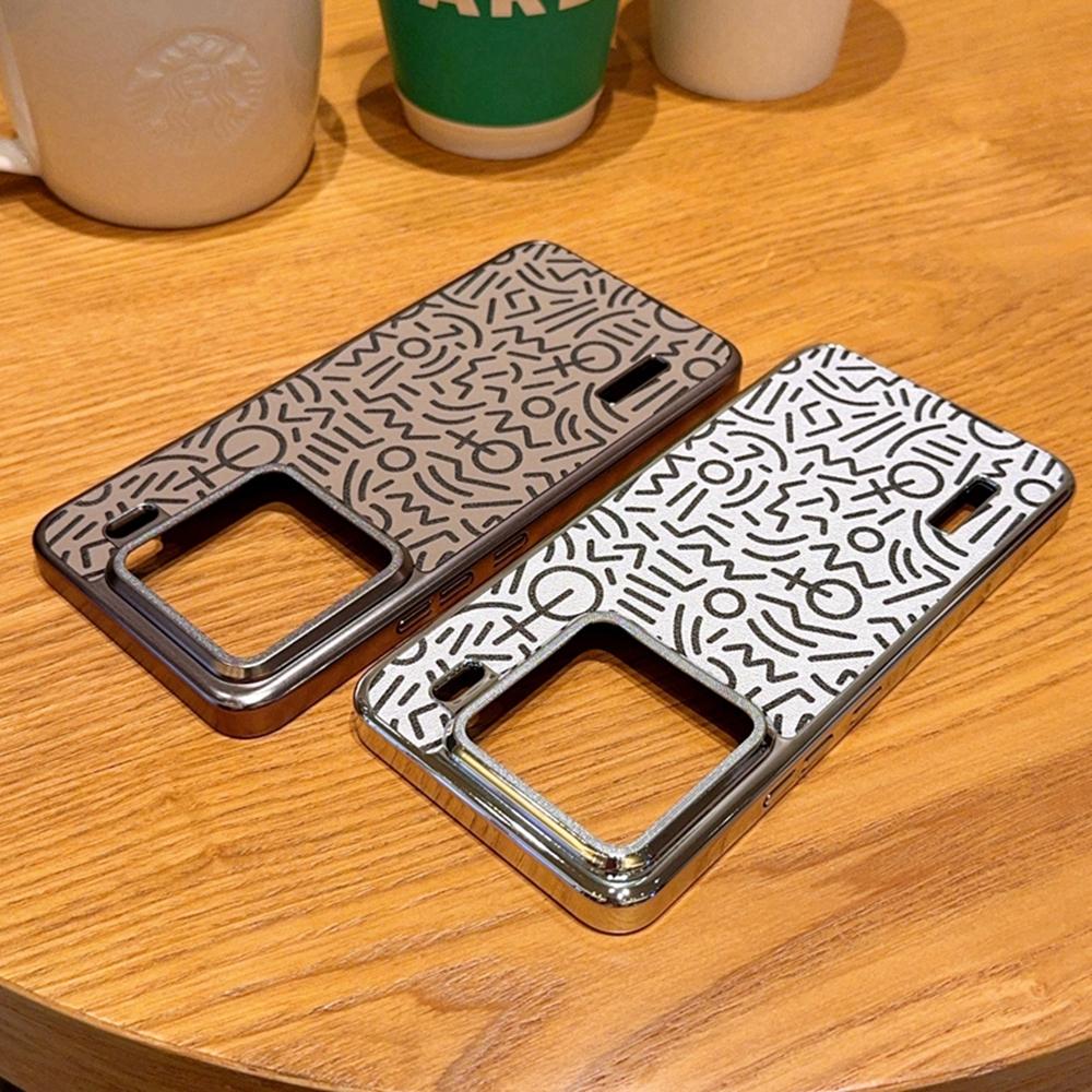 For Xiaomi 15 Case Creative Doodle Leather Electroplated Phone Back Cover