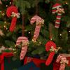 Red White Christmas Candy Cane Pendan Bell Bow Cartoon Hanging Lollipop Ornament Cloth Decortative Candy Ornament