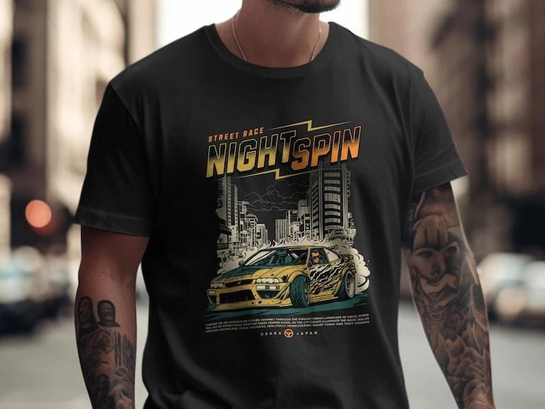 Футболка Nightspin JDM для автомобиля, Уличные гонки в Осаке, Культура тюнинга L