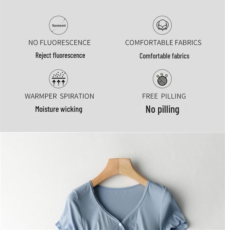 Maternity Short-Sleeve Pajama Set for Nursing and Postpartum Care