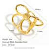 MamacitaSlay 316L Stainless Steel Double Color Hollow Flower Open Ring Party Waterproof Jewelry Women's Unique Ring 2026 Gift