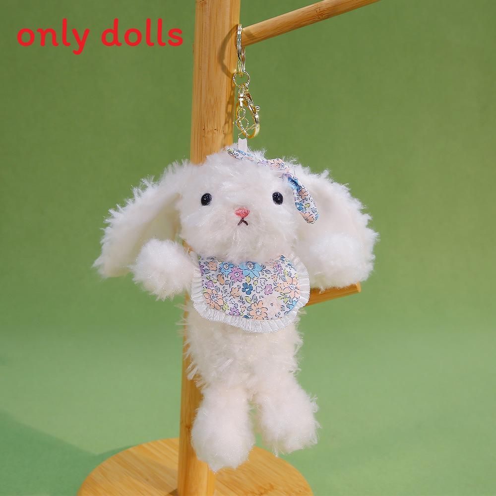 

Cuter Rabbit Keychain Plush Animal With Floral Scarf And Bow Decor For Childrens Birthday Gift синий