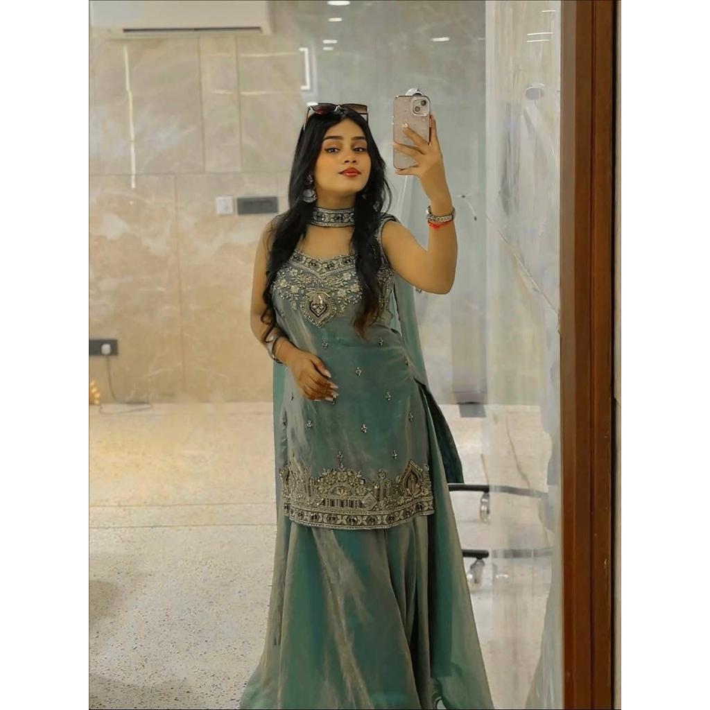 Desigenr Bollywood Paksiatni Sharara Suit Indian Party Wear Ethnic Salwar Kameez