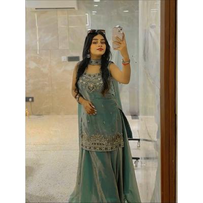 Desigenr Bollywood Paksiatni Sharara Suit Indian Party Wear Ethnic Salwar Kameez