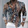 Herrenhemd mit Farbblock-Print, leichter Luxusstil, Langarm, vielseitig für Business Casual, mit Kragen, lockere Passform, modisches Hemd