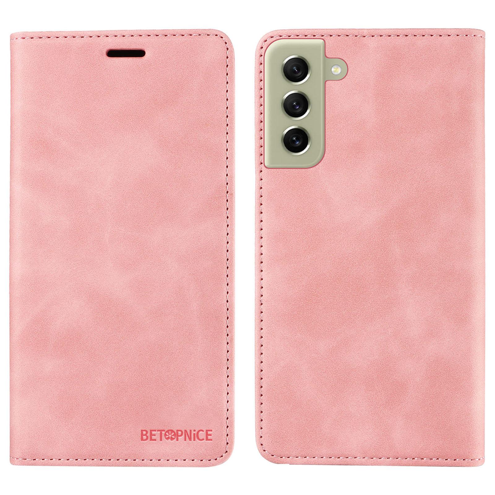 

BETOPNICE 003 For Samsung Galaxy S21 FE 5G Flip Cover RFID Blocking PU Leather Wallet Stand Phone Case Pink