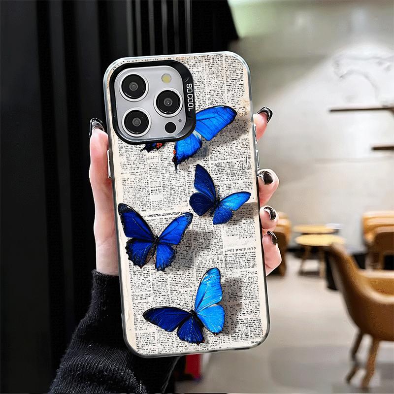 Blue Butterfly Aesthetics Shockproof Phone Case for iPhone 17 Air 16 16E 15 Pro Max 14 Plus 13 Mini 12 Back Cover Anti Fall Fund