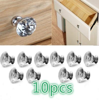 10 szt. 30mm kryształowa gałka do szafki ze śrubami w kształcie diamentu szuflada uchwyt do szafki Pull Home Decor
