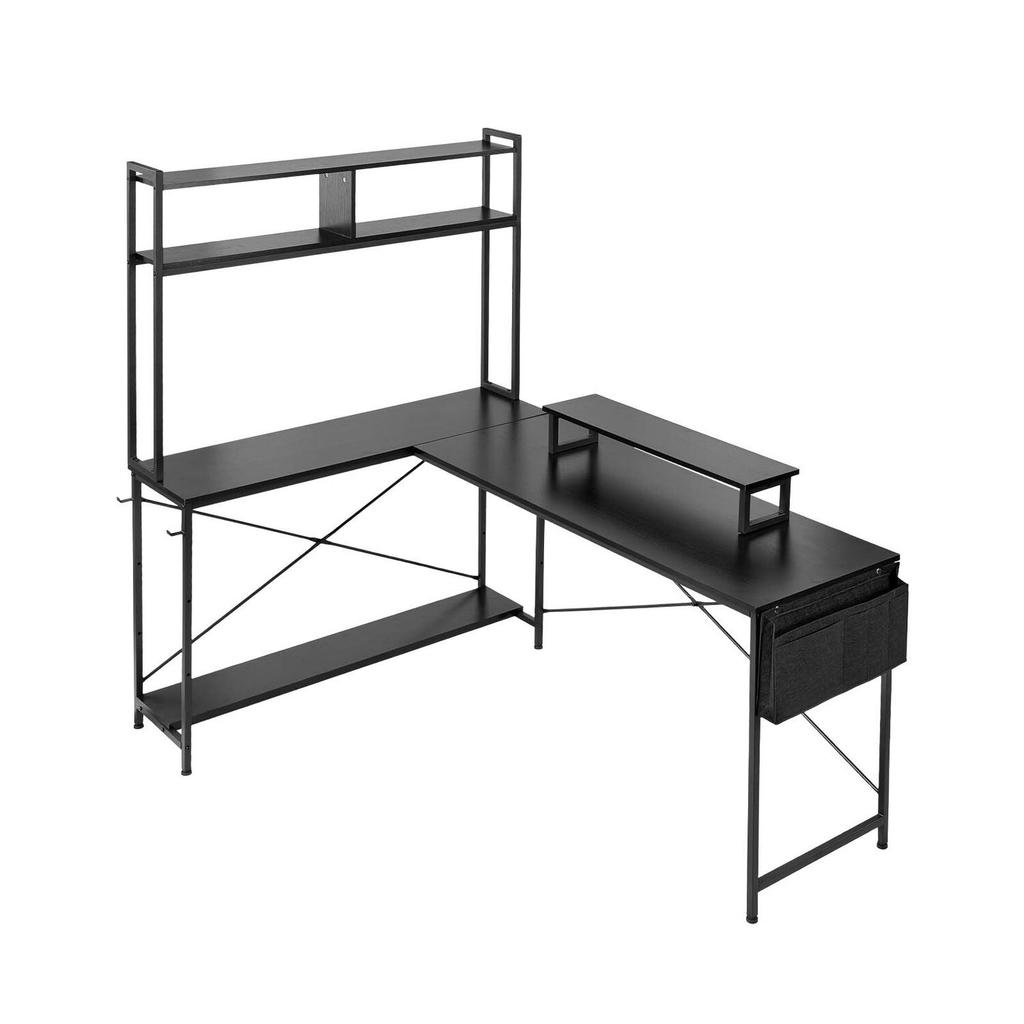 L-Shaped Computer Desk, 1.7m Reversible Corner Gaming Desk with Monitor Stand & Movable CPU Stand, Modern Stylish PC Table Sturdy Work Workstation for