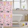 Cute Floral Cat Shower Curtain Cartoon Pet Animal Fabric Shower Curtain Colorful Kitten Flowers Bathroom Curtains Romantic