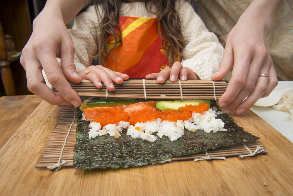 HTB Bambus Rulat Sushi Lat pentru Sushi pentru Făcut Covoraș Sushi, 24x24cm, Antibacterian, Gură, Rulouri, Ehomaki, Setsubun, Verde, Rulouri, Gourmet, Camping,