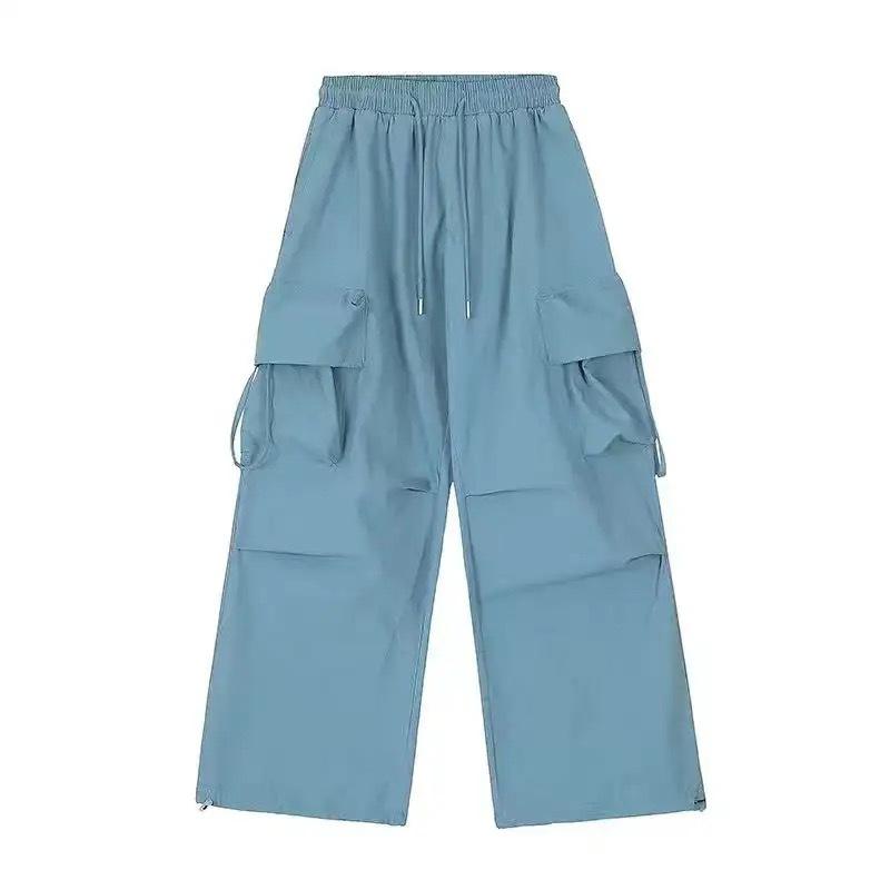 American Straight Overalls Men's and Women's Spring and Summer Loose and Versatile Blue Wide-leg Pants